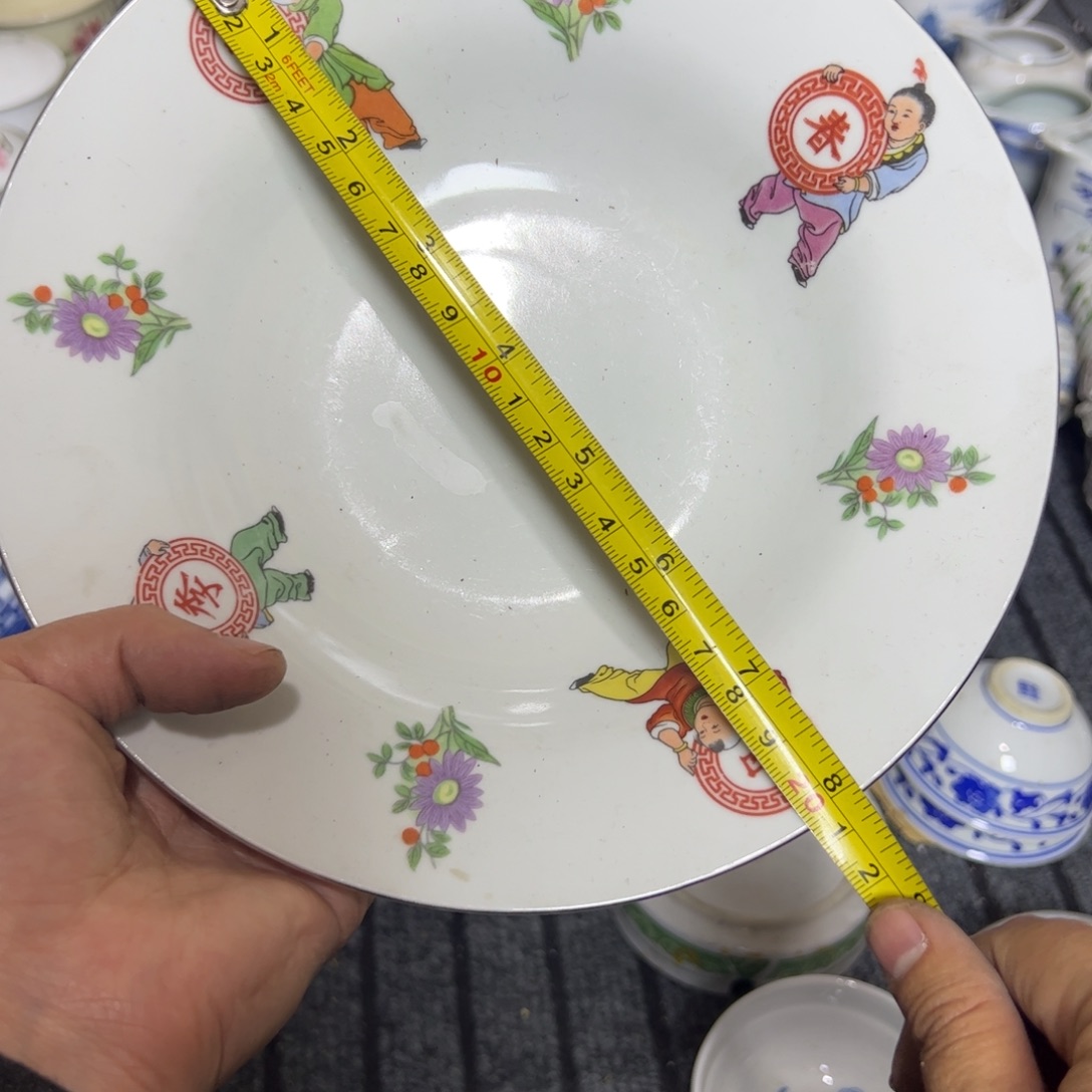 陶摆件20厘米刷花深盘