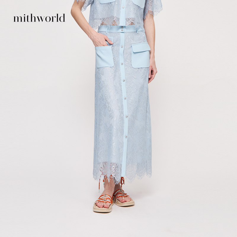mithworld沵媞清透蕾丝直筒裙子半身裙甜酷新款女装W2FSS5135L7B