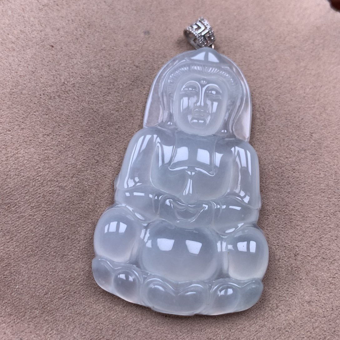 翡翠18K金镶嵌颈饰缅甸翡翠A货