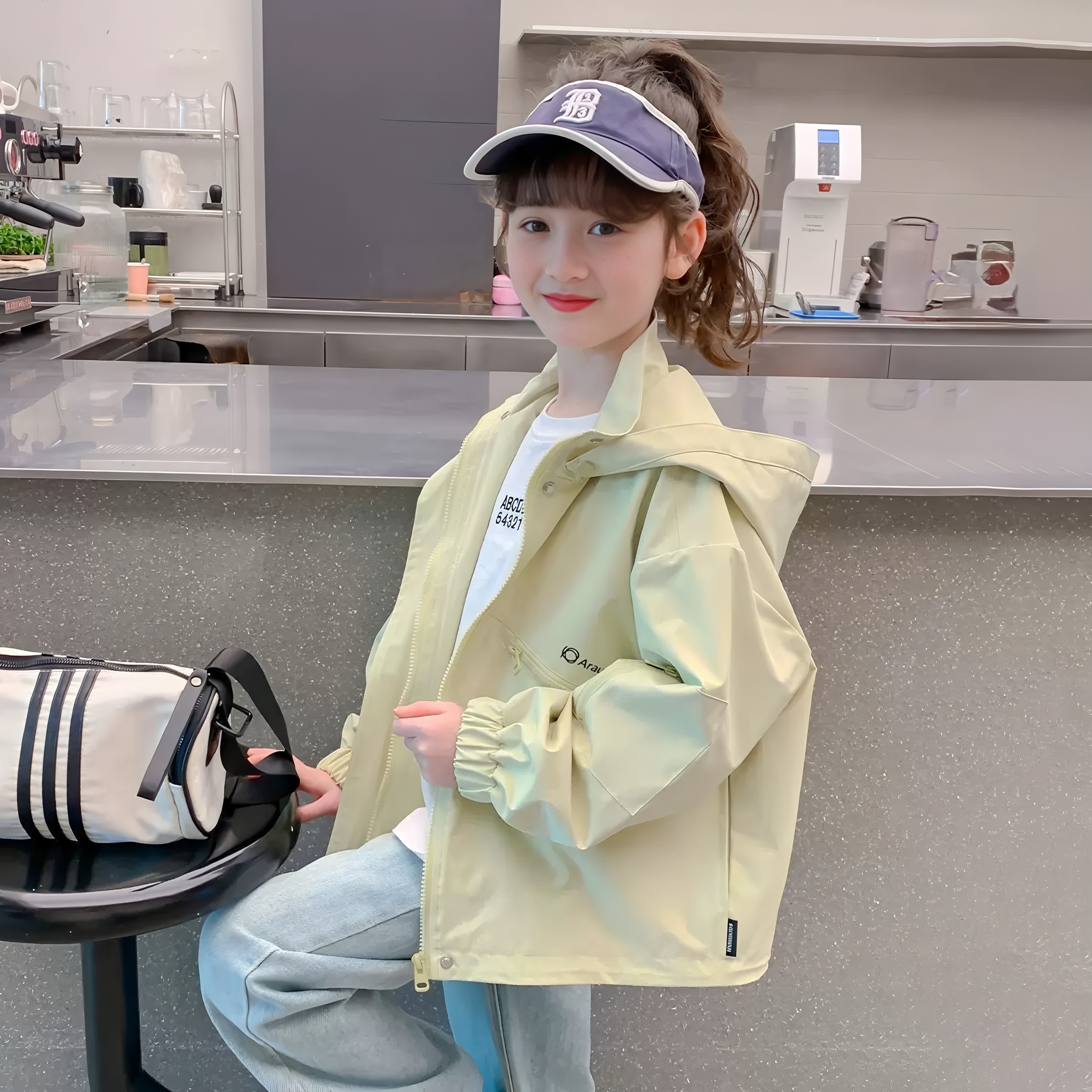 女童外套春秋款2025新款中大童秋季洋气童装小女孩连帽女童风衣