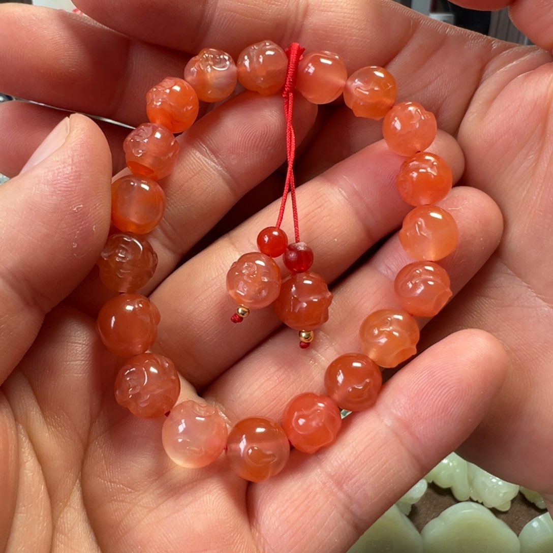 玛瑙/玉髓手串未镶嵌佛头手串