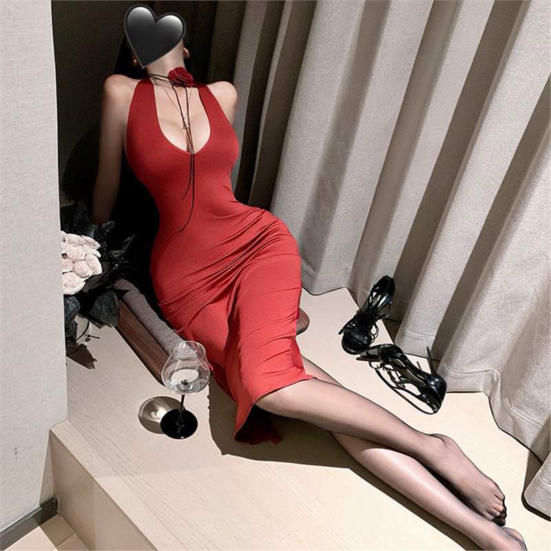梦欲80-130斤大码新款女法式名媛深V连衣裙内衣性感睡衣免脱套装