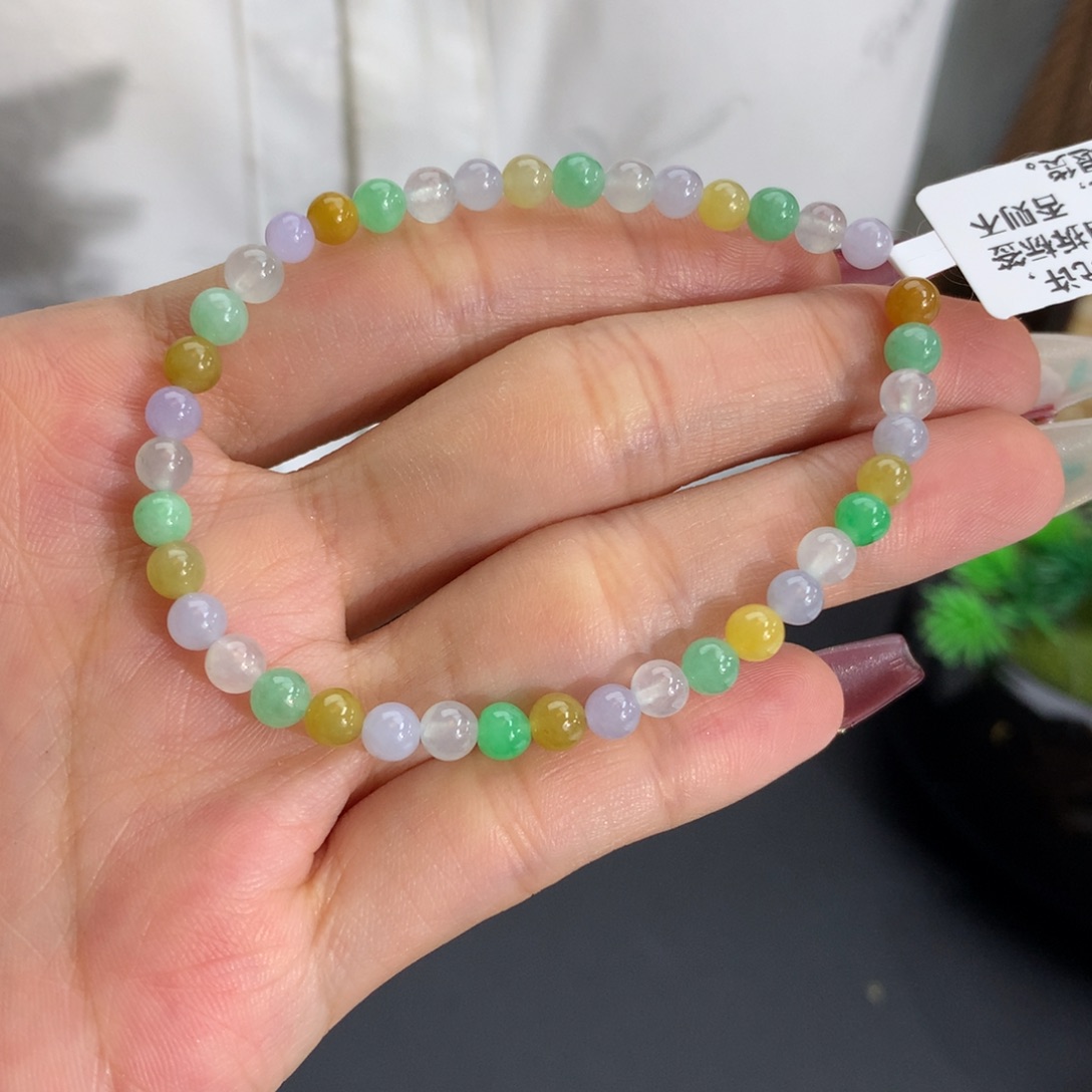 手串翡翠未镶嵌卡3.5-4.5冰胶多宝手串