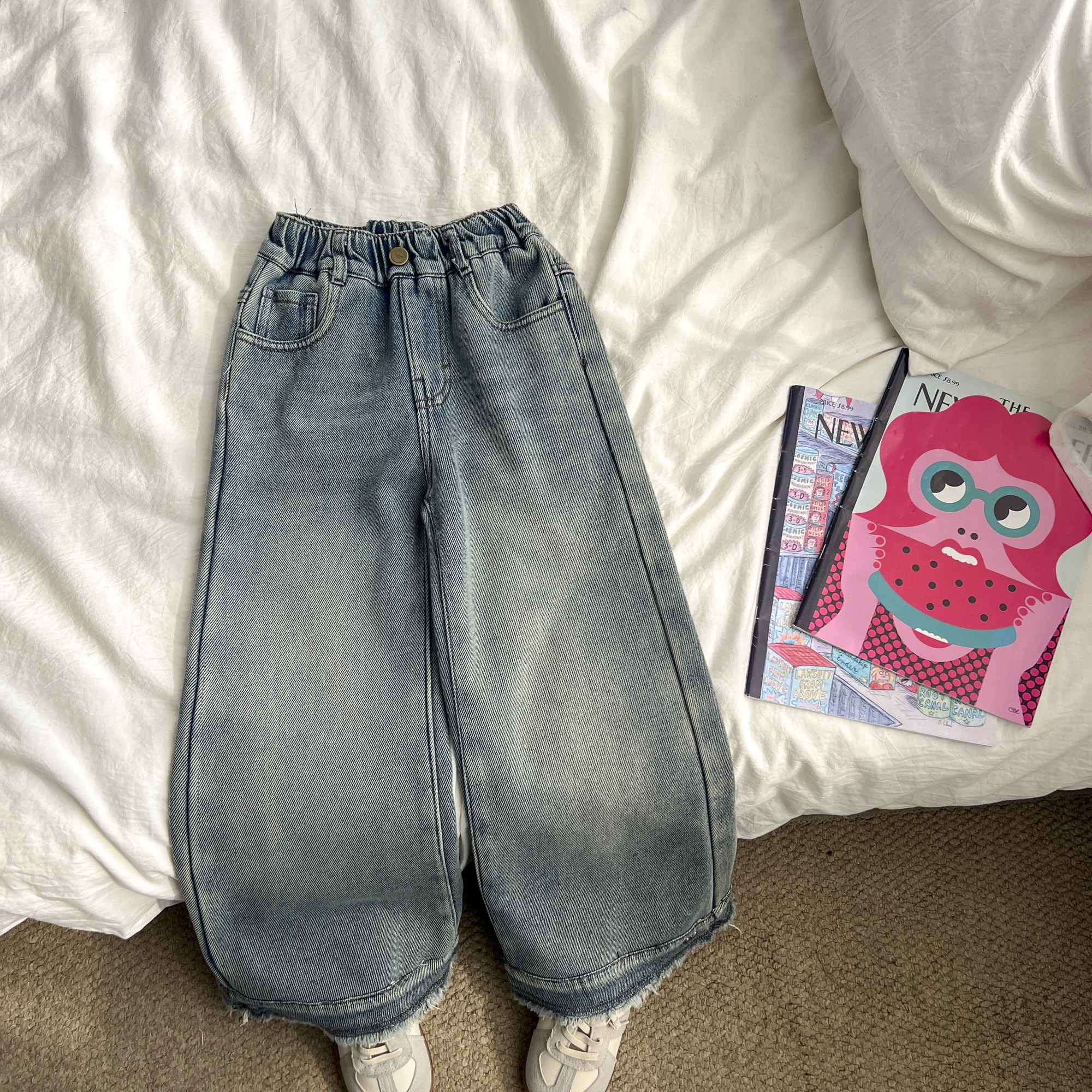 【原版】女童韩版2025冬装加绒牛仔长裤MKKDW55212