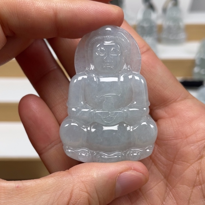 翡翠未镶嵌颈饰天然缅甸翡翠A货观音60号