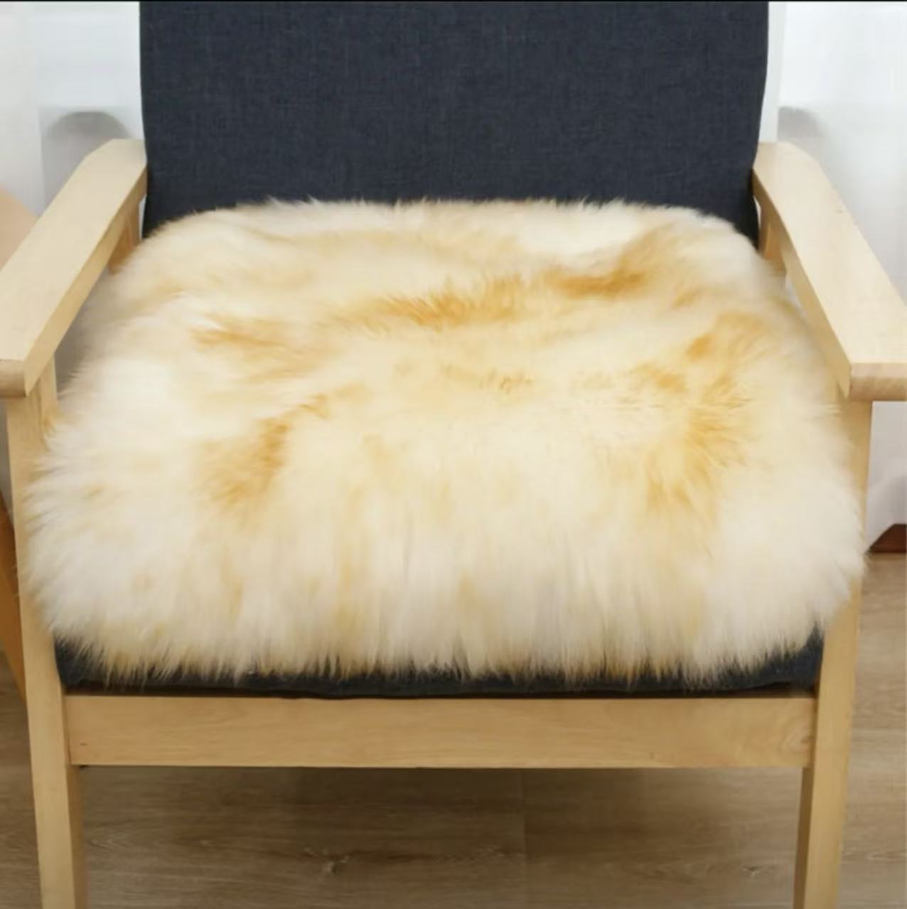 纯羊毛皮毛一体单色长毛加厚办公室椅子坐垫卧室防滑阳台
