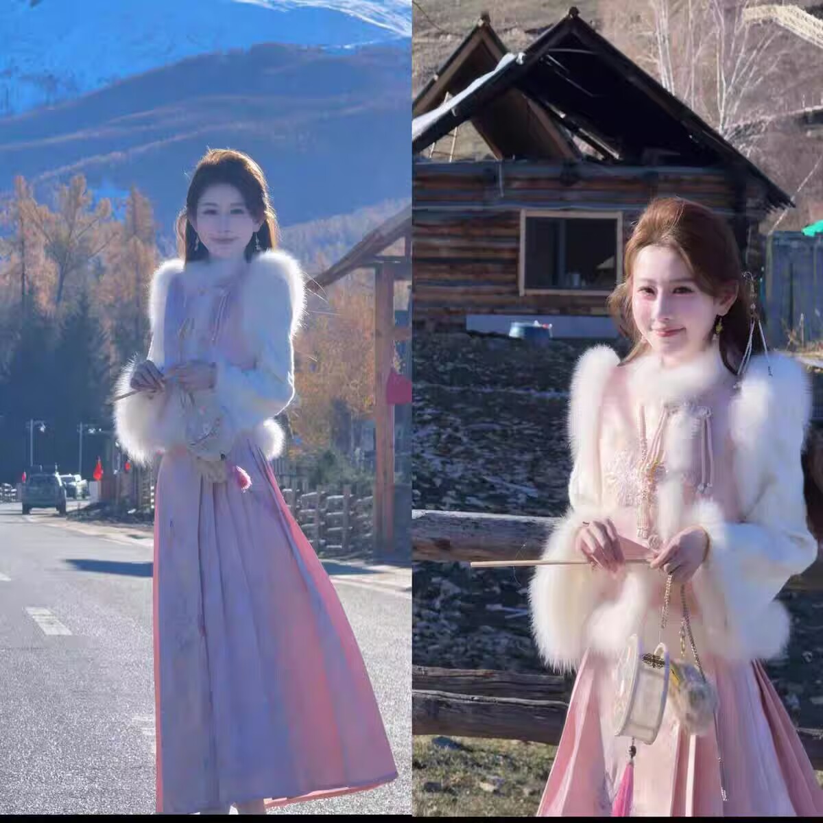 国风新中式女装高级感气质名媛套装女粉色刺绣羽绒内搭马甲马面裙