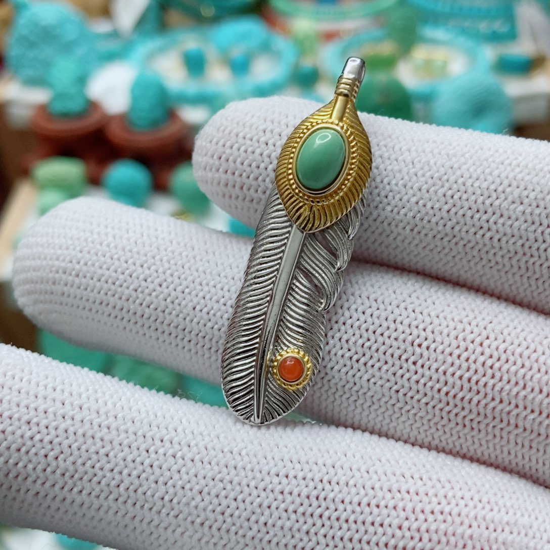 绿松石银S925镶嵌珠子