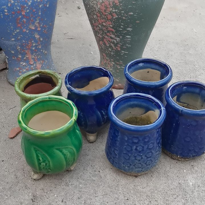 红陶瑕疵随机八个盆子