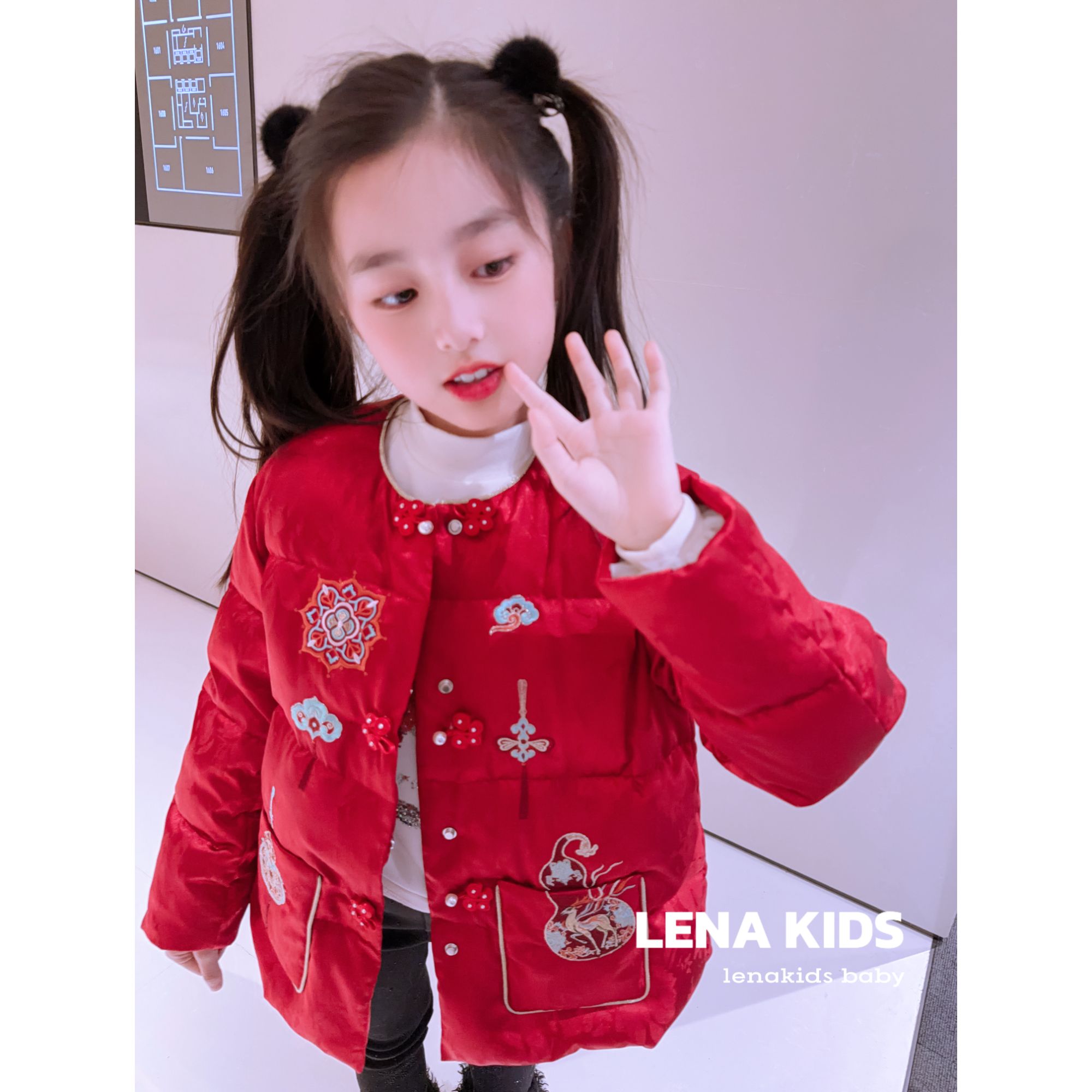 【P】MOANA国风刺绣羽绒服“高充绒巨保暖90白鸭绒童装汉服25122104