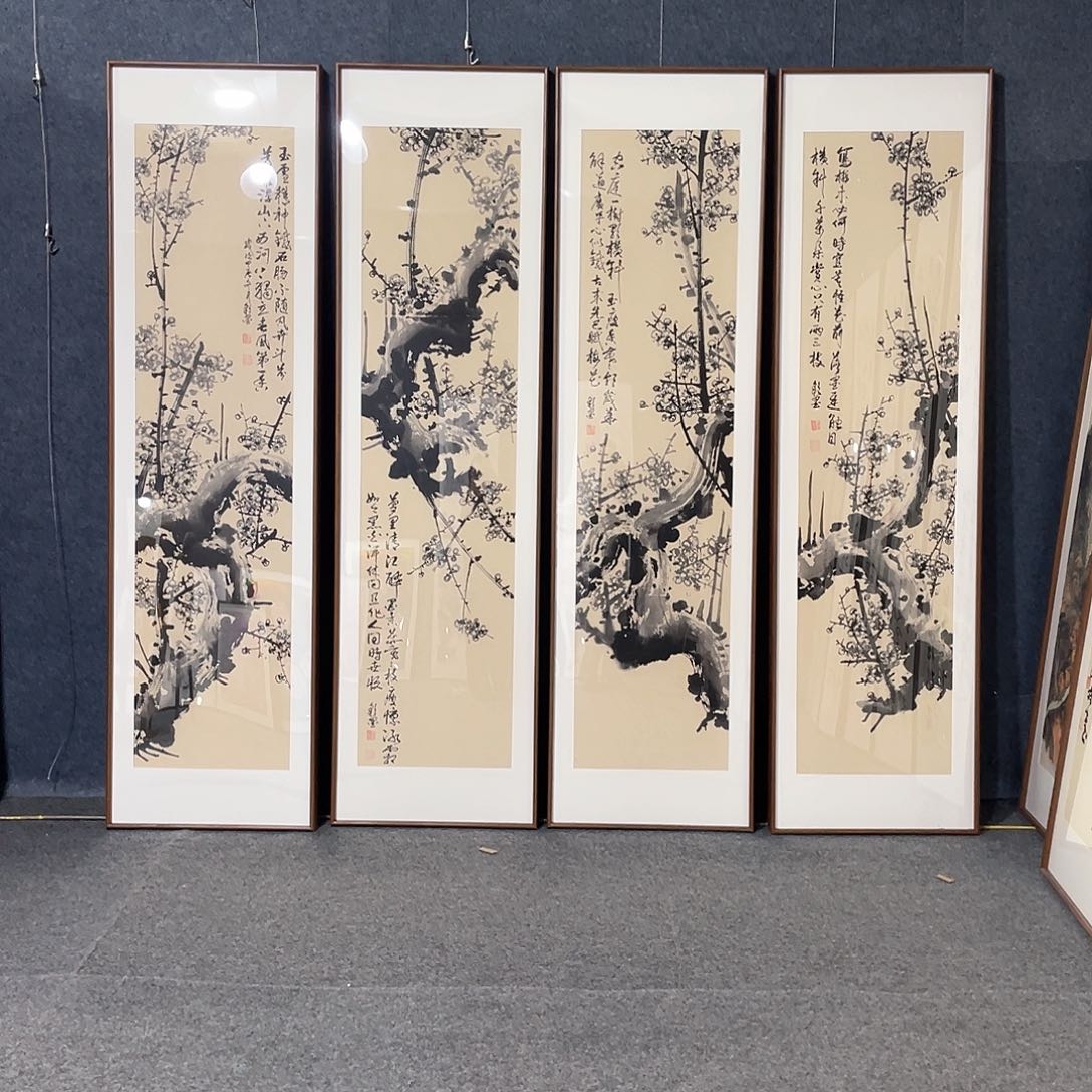 国画手绘画作品带框发