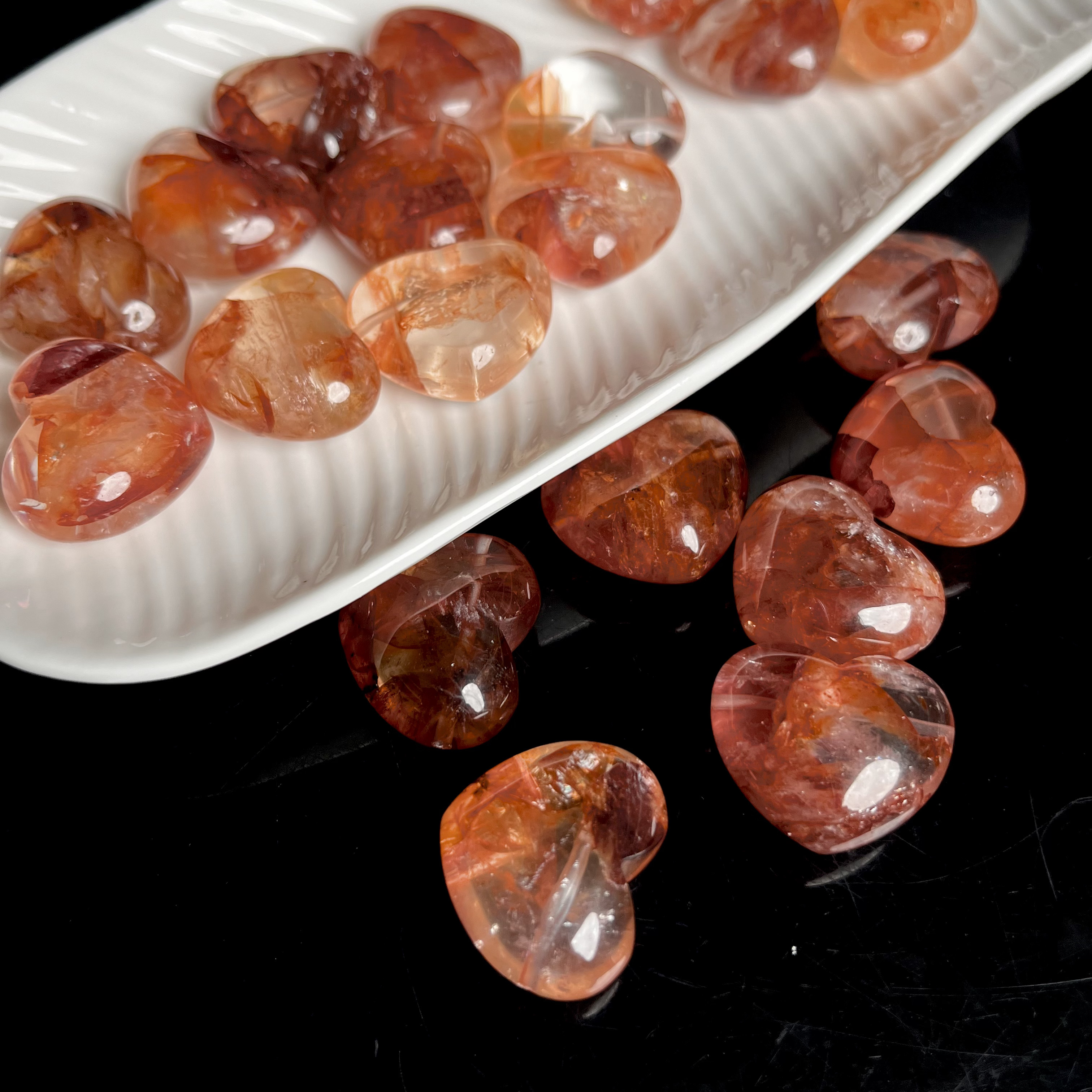 天然红胶花爱心雕刻件diy手链吊坠DZ341多样性发其一