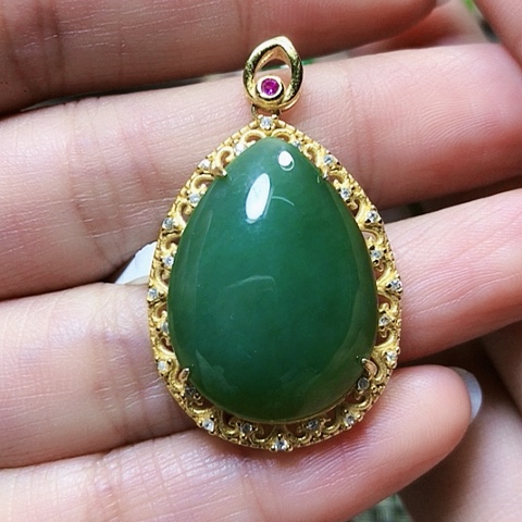 和田玉挂件银S925镶嵌