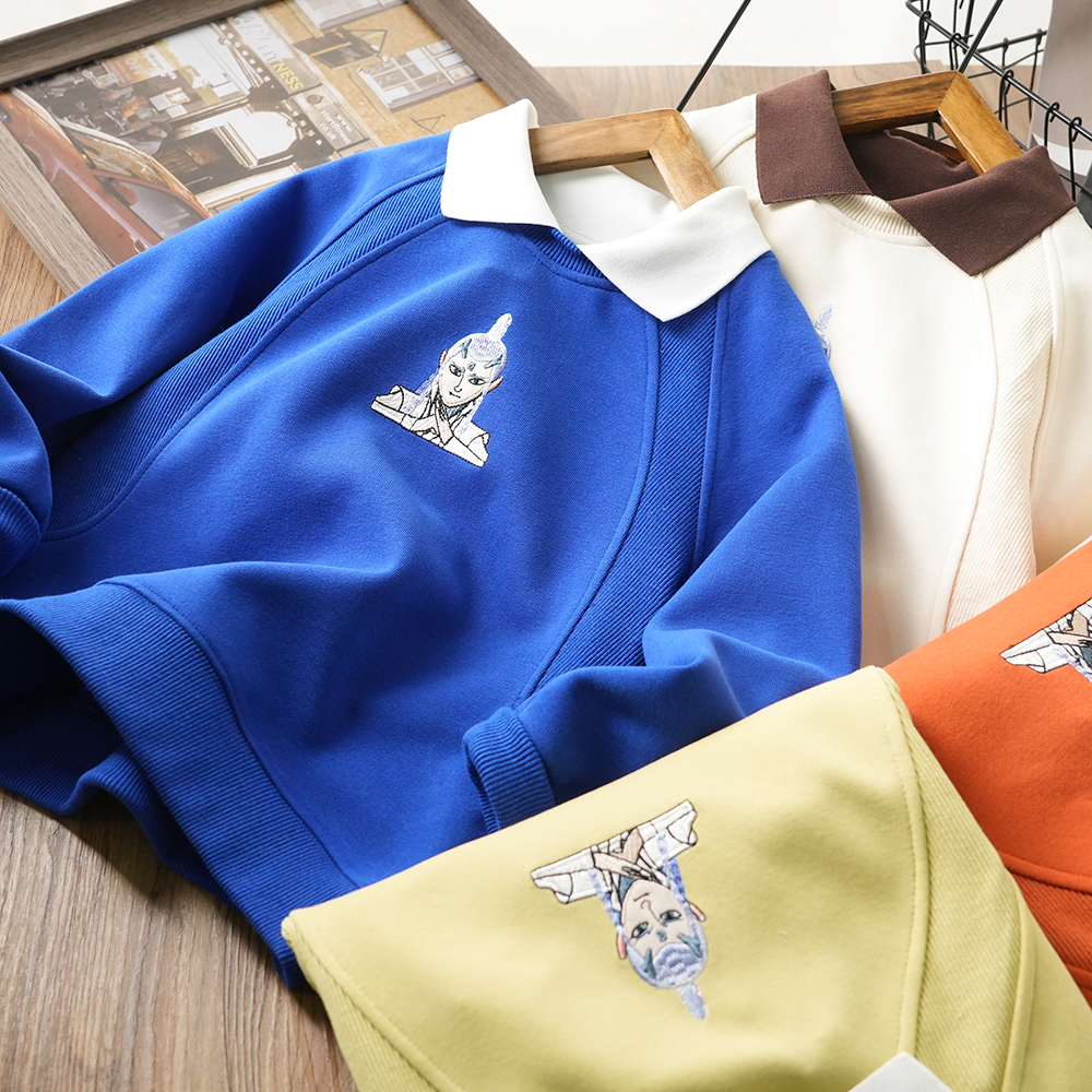 春季卡通休闲儿童假两件卫衣男童傲丙趣味翻领中大童上衣6251