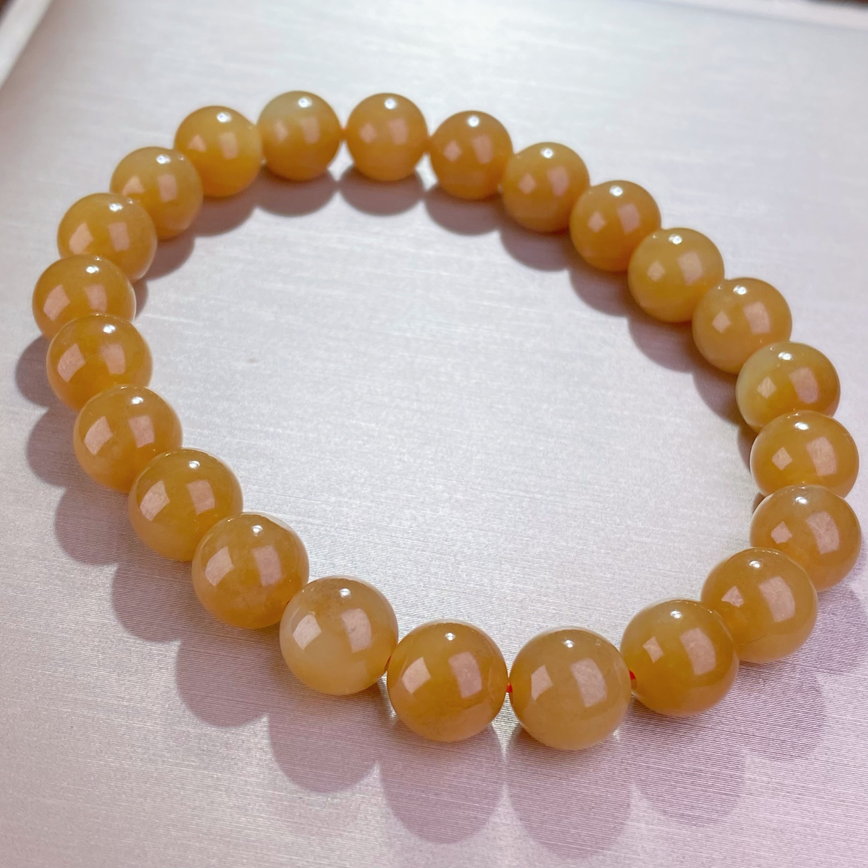 天然和田玉新疆且末糖玉糖料圆珠约8mm手链素单圈手串百搭@0019