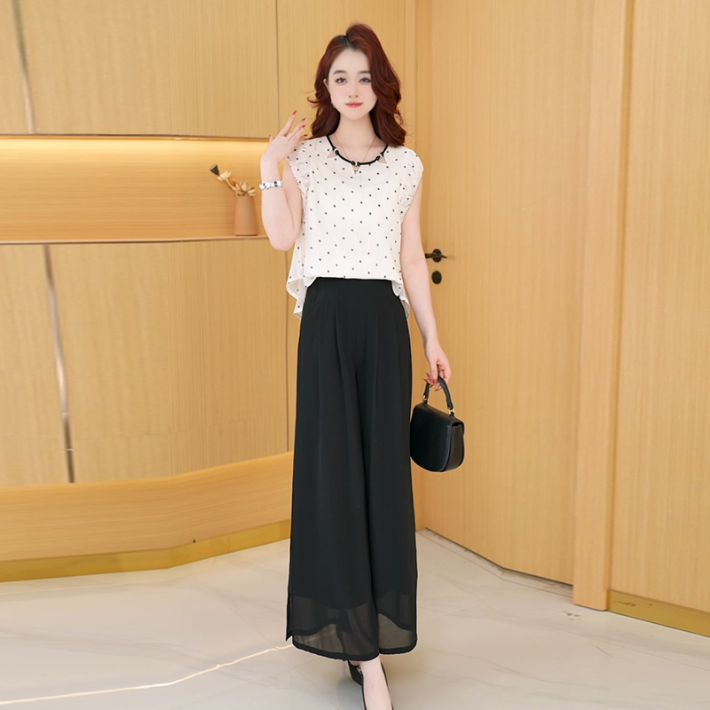 【两件套】夏季时尚女神修身洋气宽松气质休闲百搭显瘦减龄女装套裤