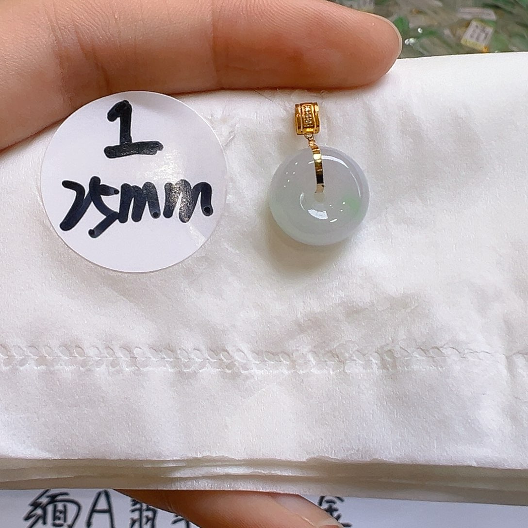 翡翠18K金镶嵌吊坠(不含链)翡翠