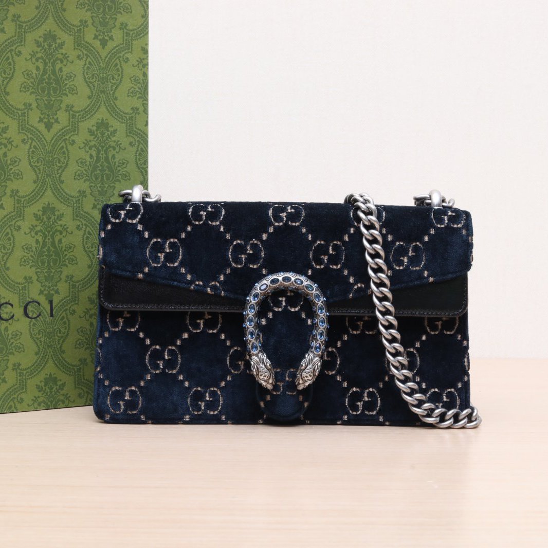 99新 GUCCI/古驰 单肩包 酒神 小号 25 墨蓝色 P205639263
