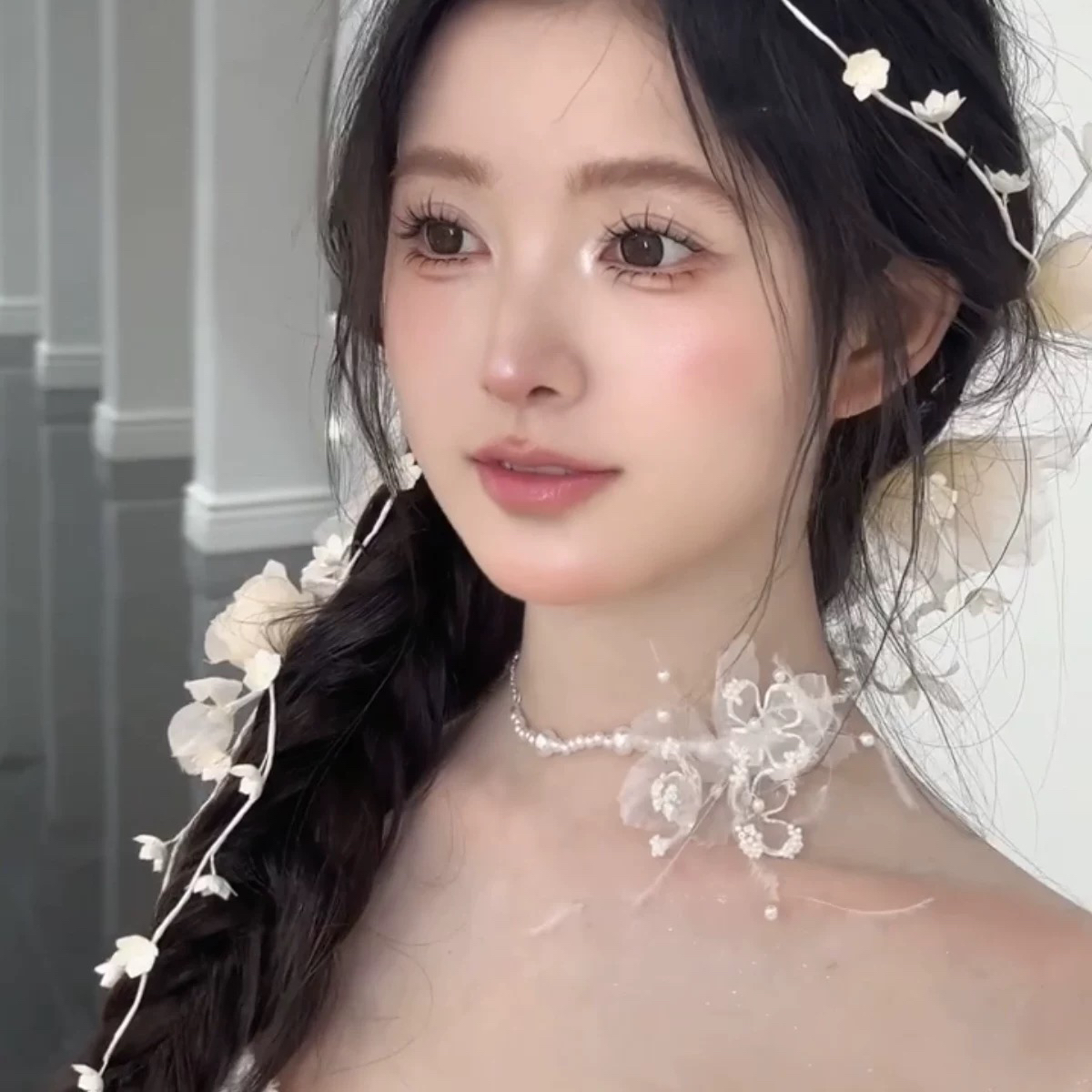 新品透明蝴蝶水晶串珠发箍新娘头饰精致婚纱发饰礼服配饰