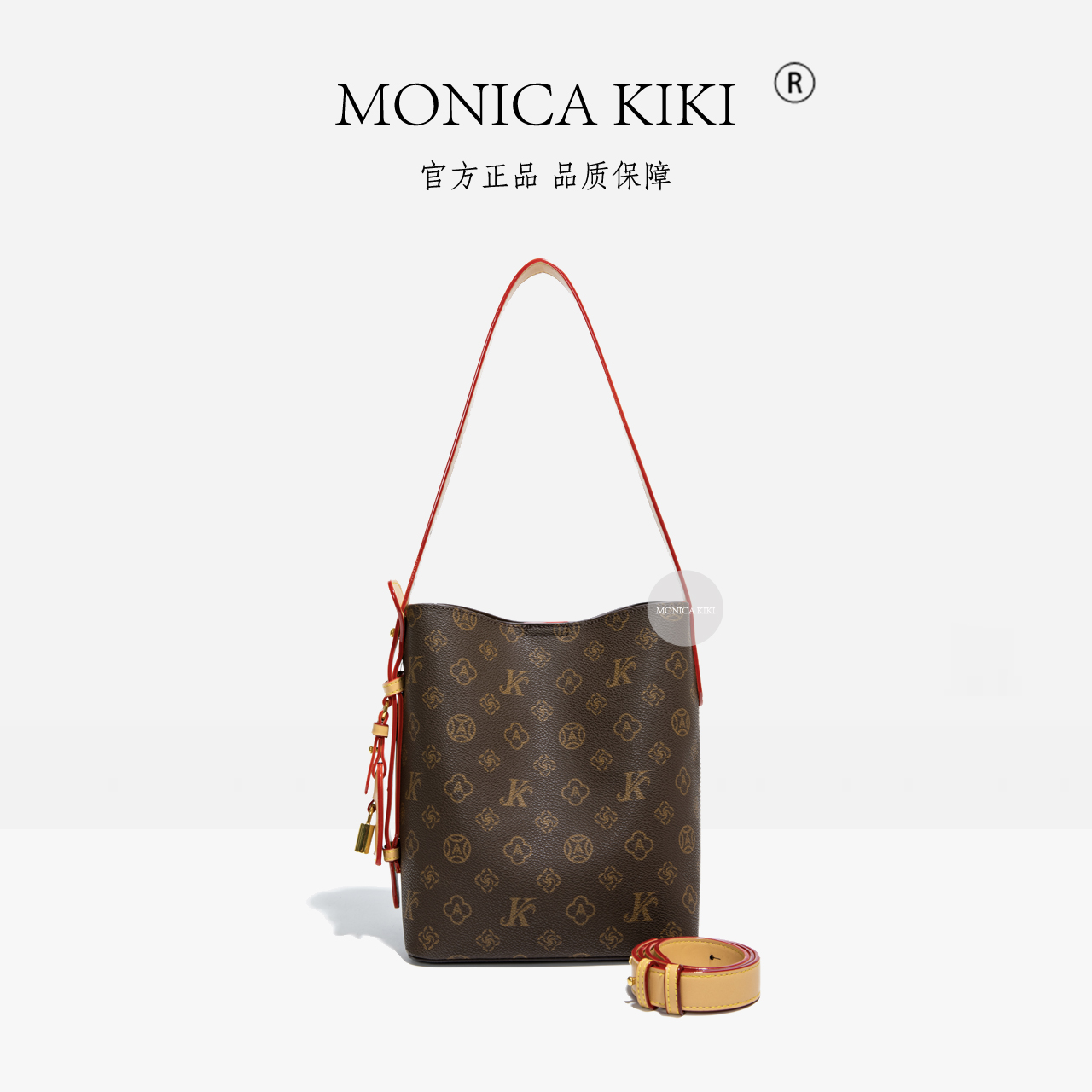 MONICA KIKI/莫妮卡奇奇新款水桶包高级复古轻奢大容量单肩斜挎包