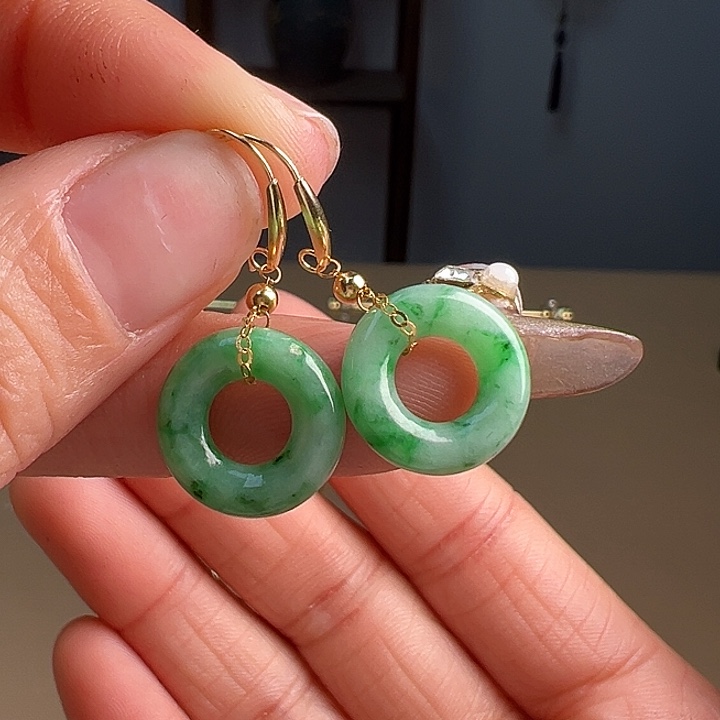 翡翠耳饰18K金镶嵌耳饰