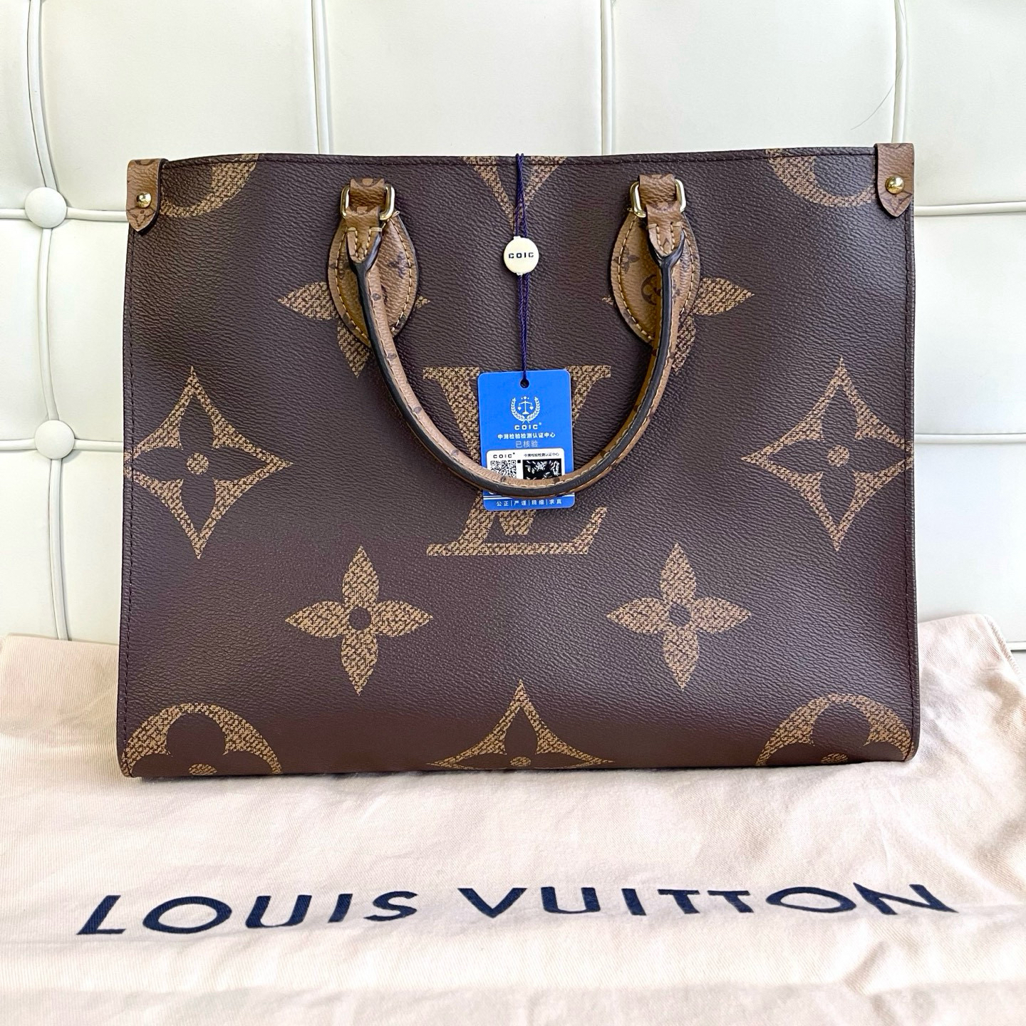 95新 LouisVuitton/路易威登 119622 lv老花芯片onthego中号