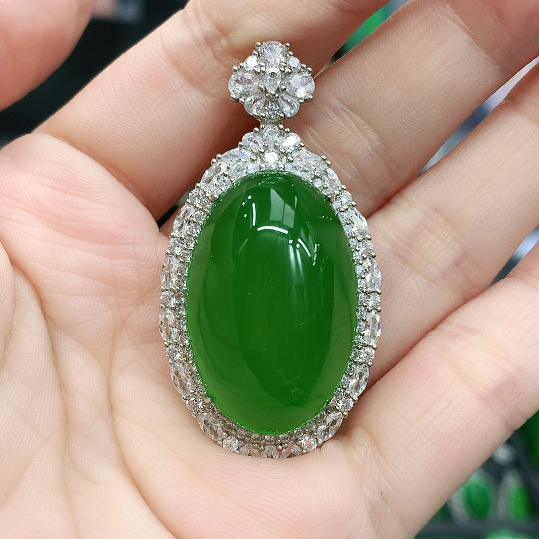 银S925镶嵌吊坠玛瑙/玉髓