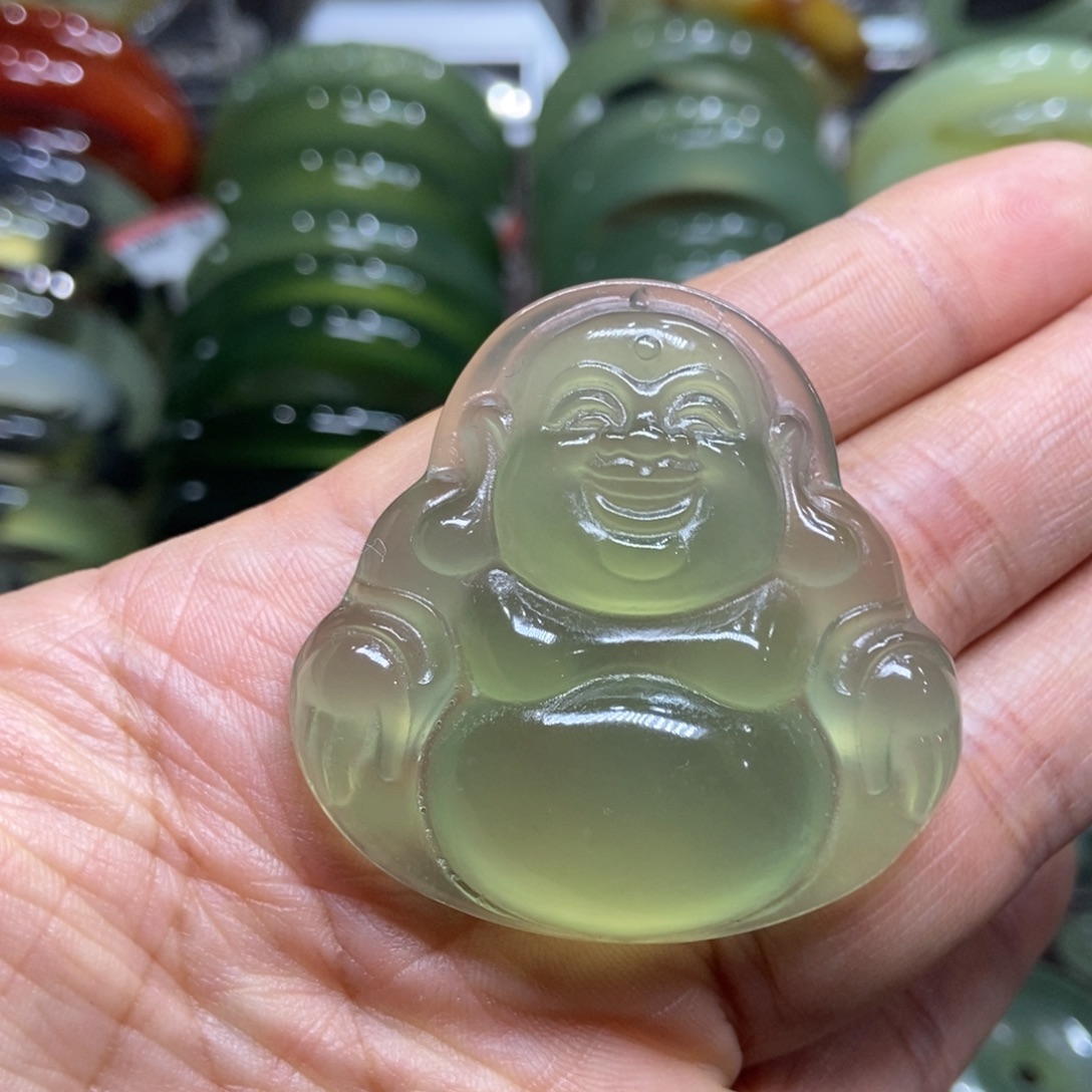 岫玉未镶嵌手镯笑佛