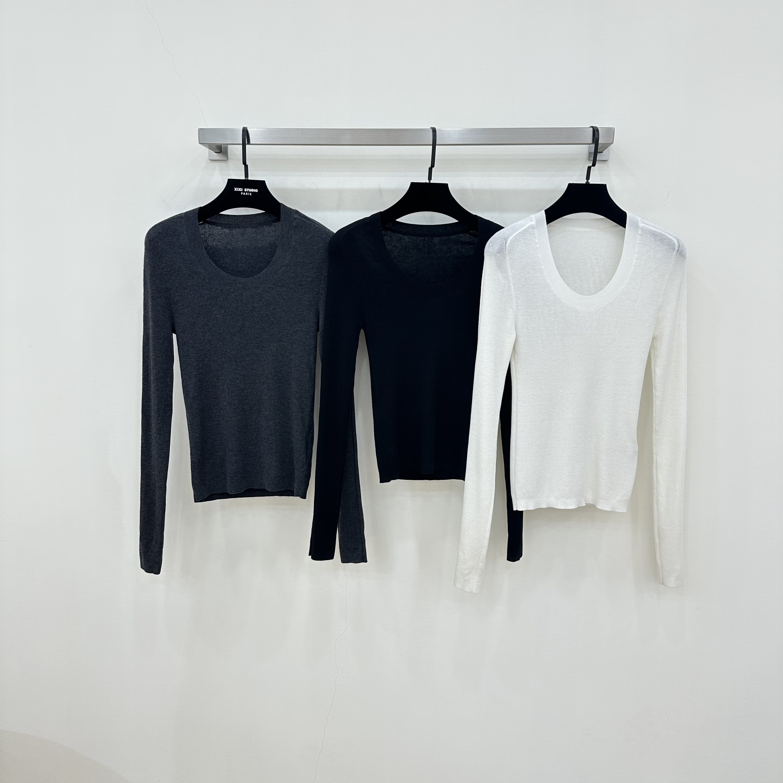 【西西高定】  u领长袖毛针织打底衫