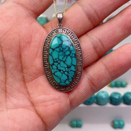 绿松石珠宝奇石银S925镶嵌