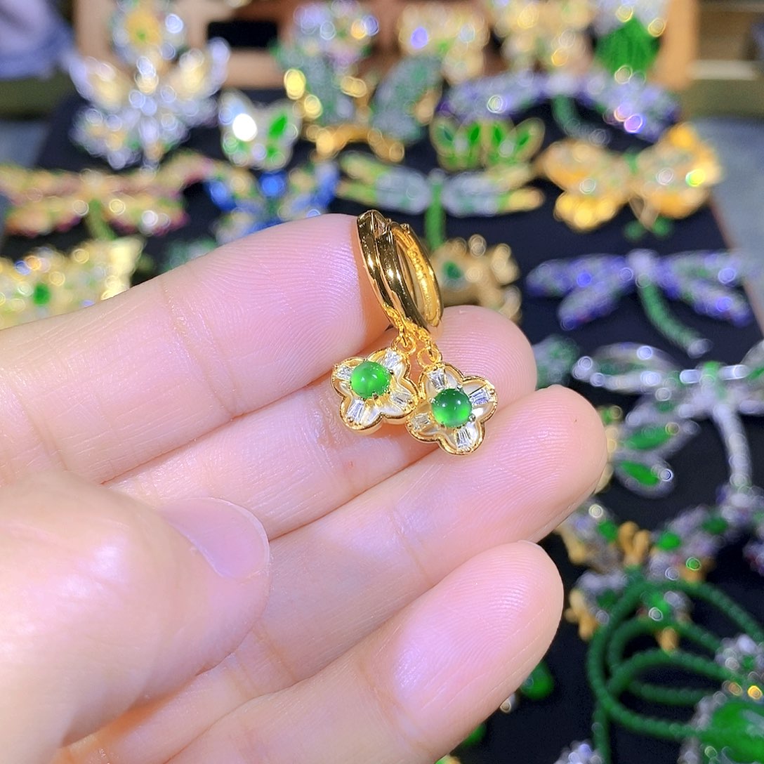 吊坠(不含链)银S925镶嵌翡翠