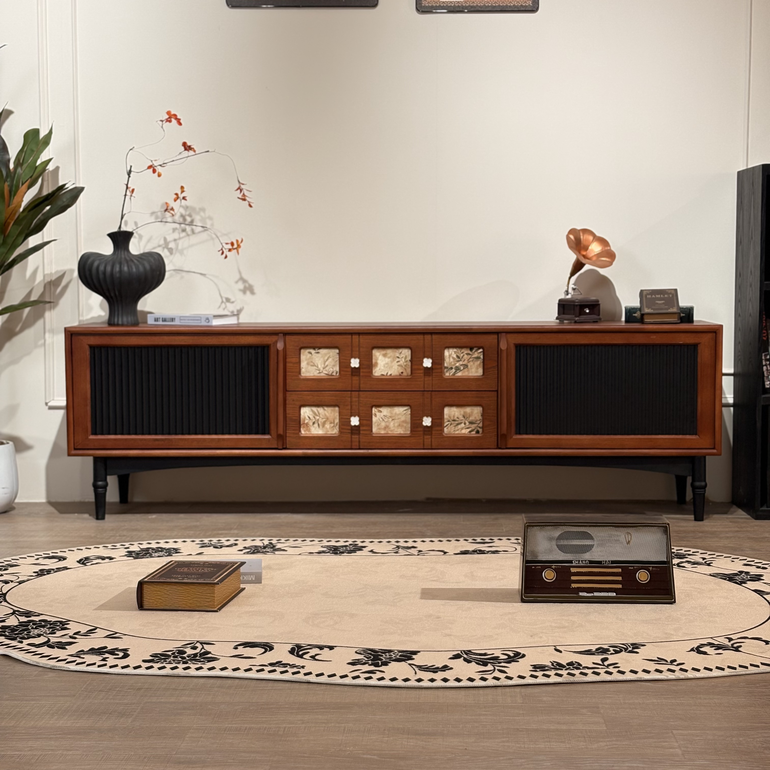 锦素电视柜丨法式复古风电视收纳柜中古风客厅储物全实木落地柜