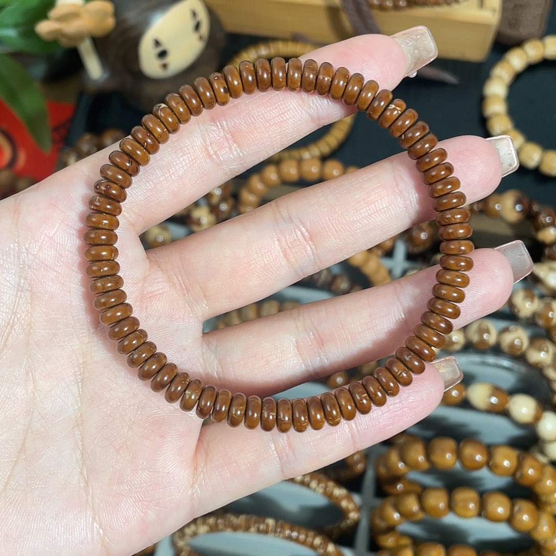 紫金鼠手串6.6*3咖皮算盘纯肉实心