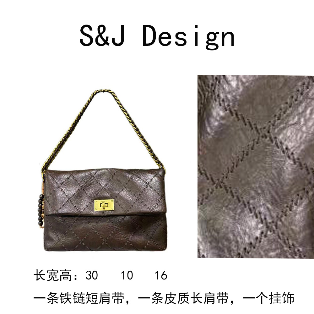 【苏苏】SD-50191-复古咖轻奢女士时尚新款单肩斜挎包