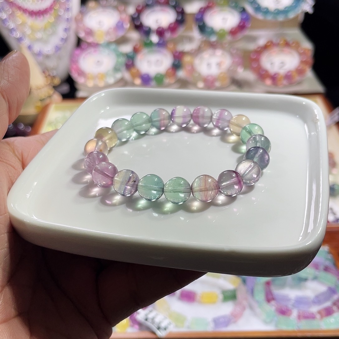 手链合金萤石9mm马卡龙西瓜