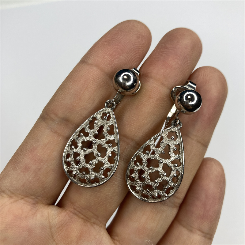 合金耳饰 trifari皇冠银色熔岩耳环1-1【2061227-023】