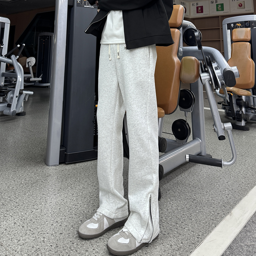 睿牧青少年男直筒运动卫裤高个子男生微喇显高瘦美式加绒休闲裤子