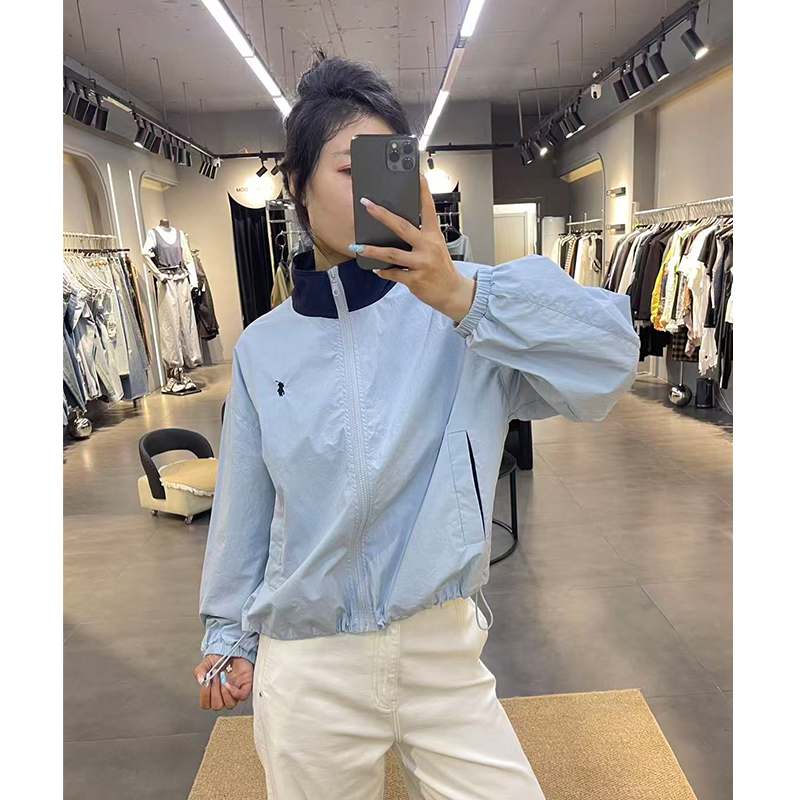 2025新款韩版时尚百搭立领拼色冲锋衣外套户外运动休闲风夹克女装