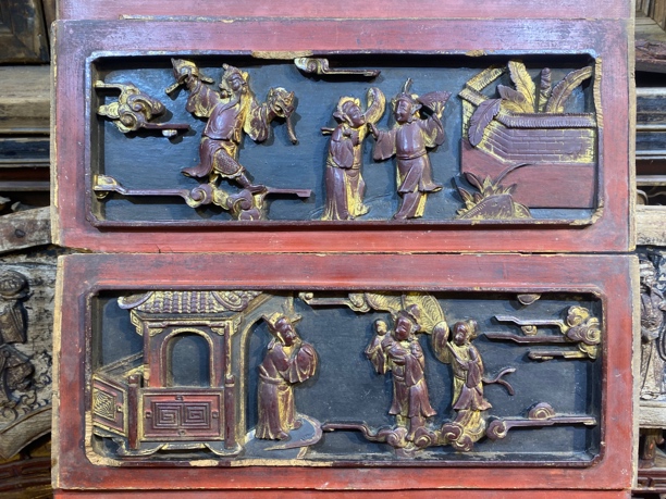 莲花工人物故事木雕老花板