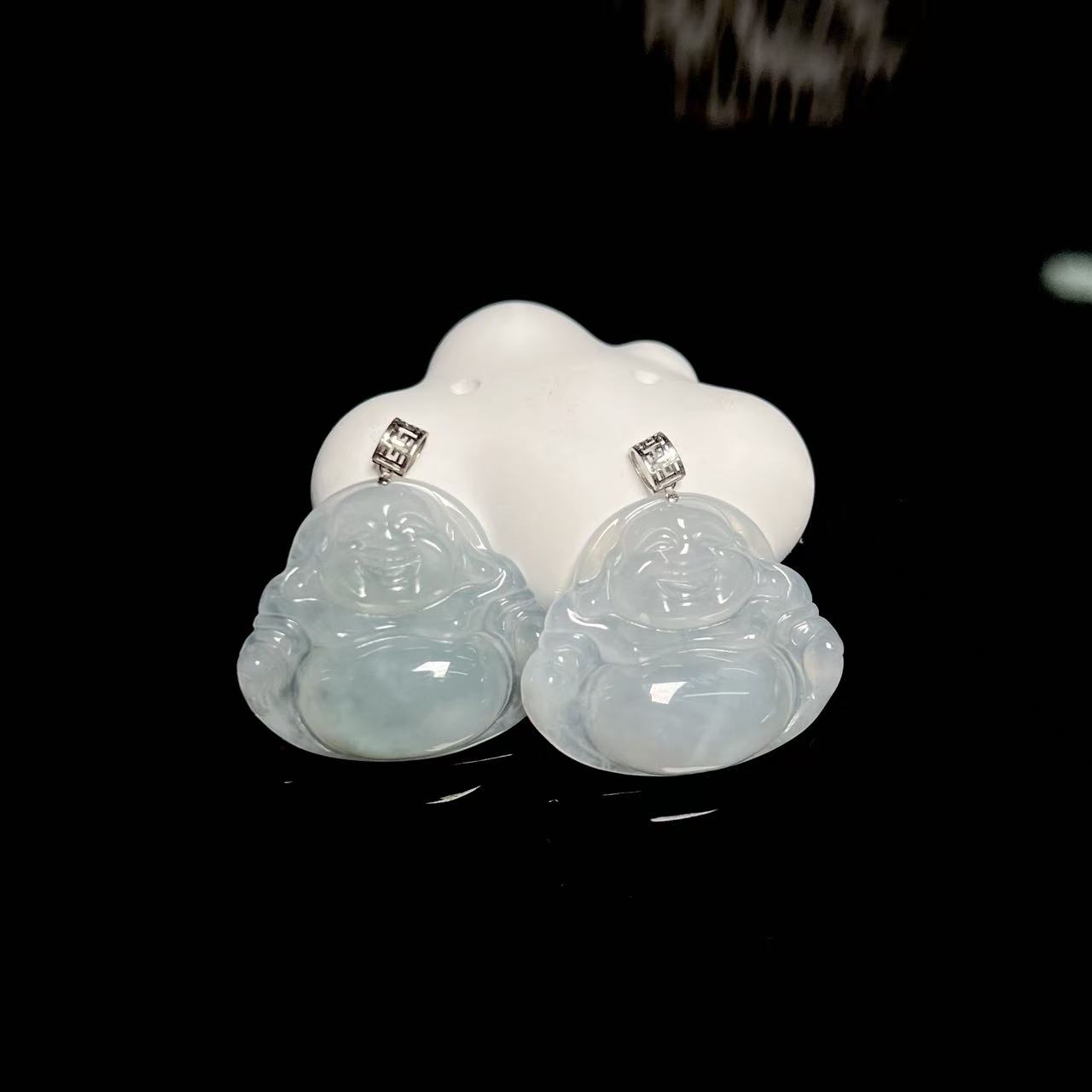 【北野珠宝】18k金天然缅甸A货翡翠吊坠B85H-366多样性发25x28x5mm