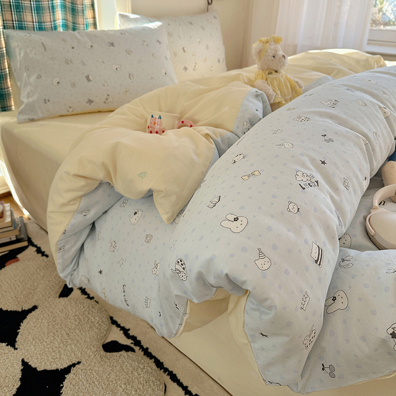 2026春夏新款ins卡通全棉纯棉四件套可爱学生宿舍床上三件套床品