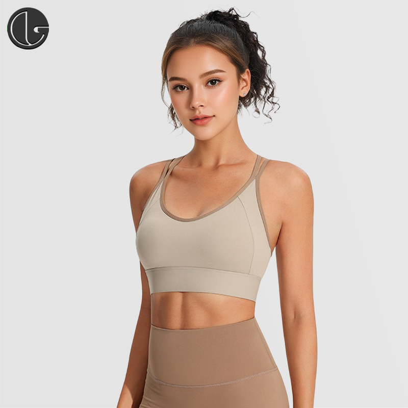 美背运动内衣女高强度瑜伽美背防震聚拢一体背心跑步上衣健身服