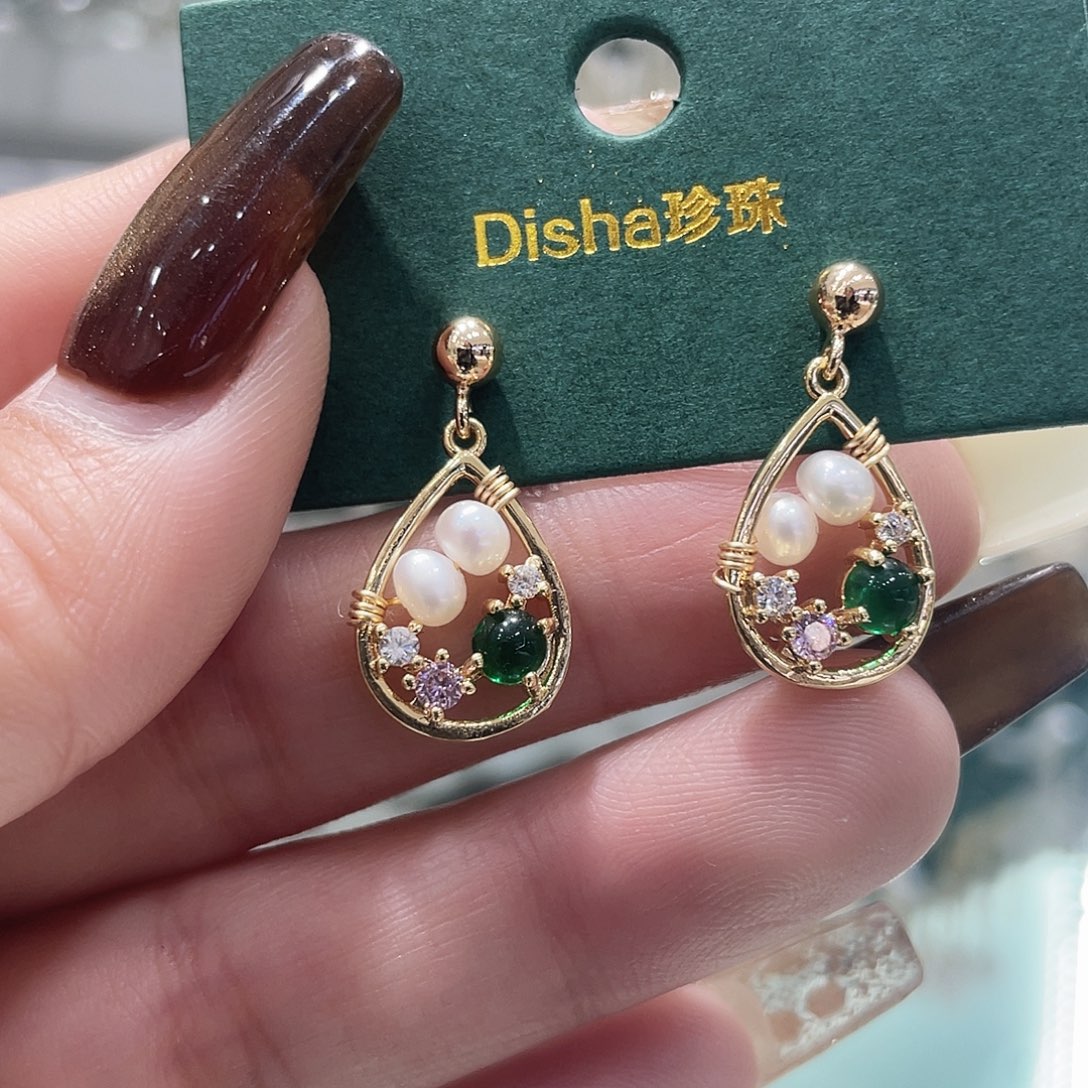 银S925镶嵌耳饰淡水珍珠