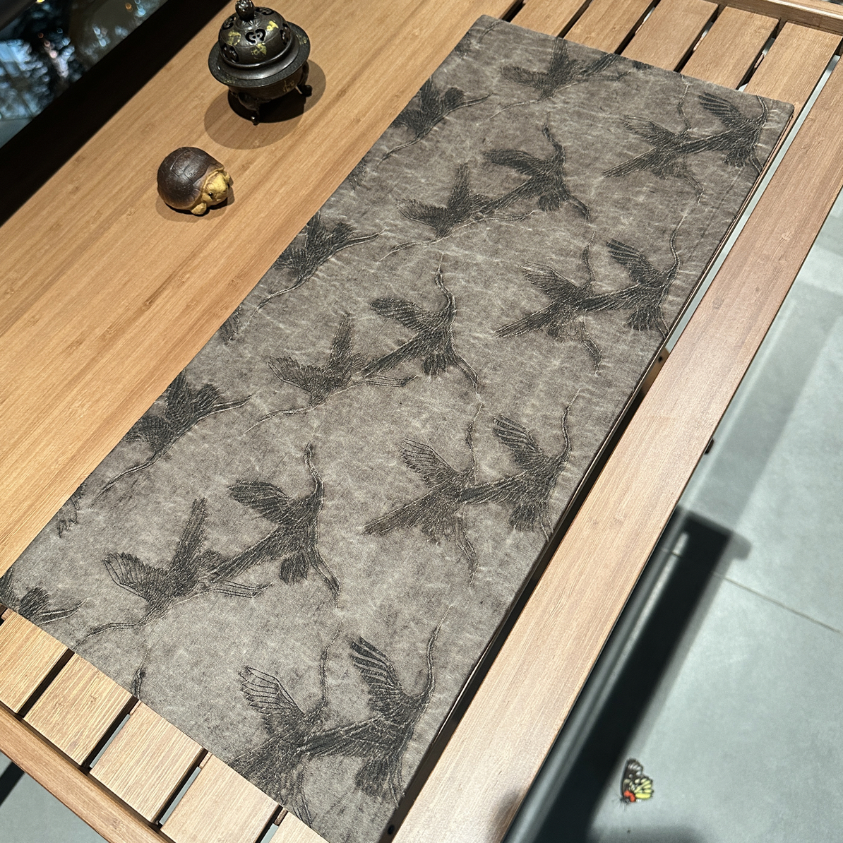 【展翅高飞】50×24双面香云纱茶席新中式复古高档茶席禅意鼠标垫