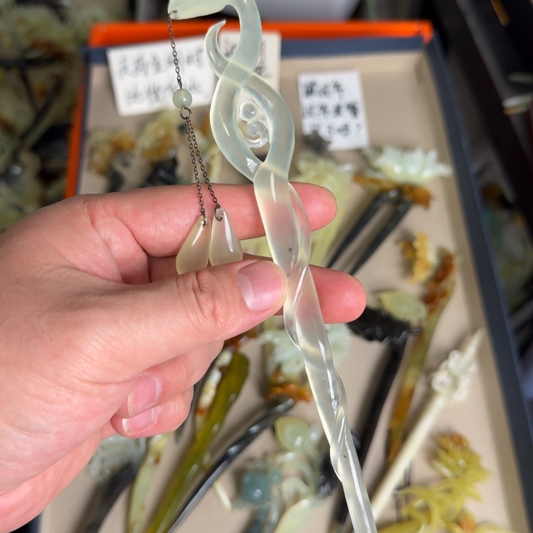 岫玉发饰未镶嵌岫玉发簪就是好看