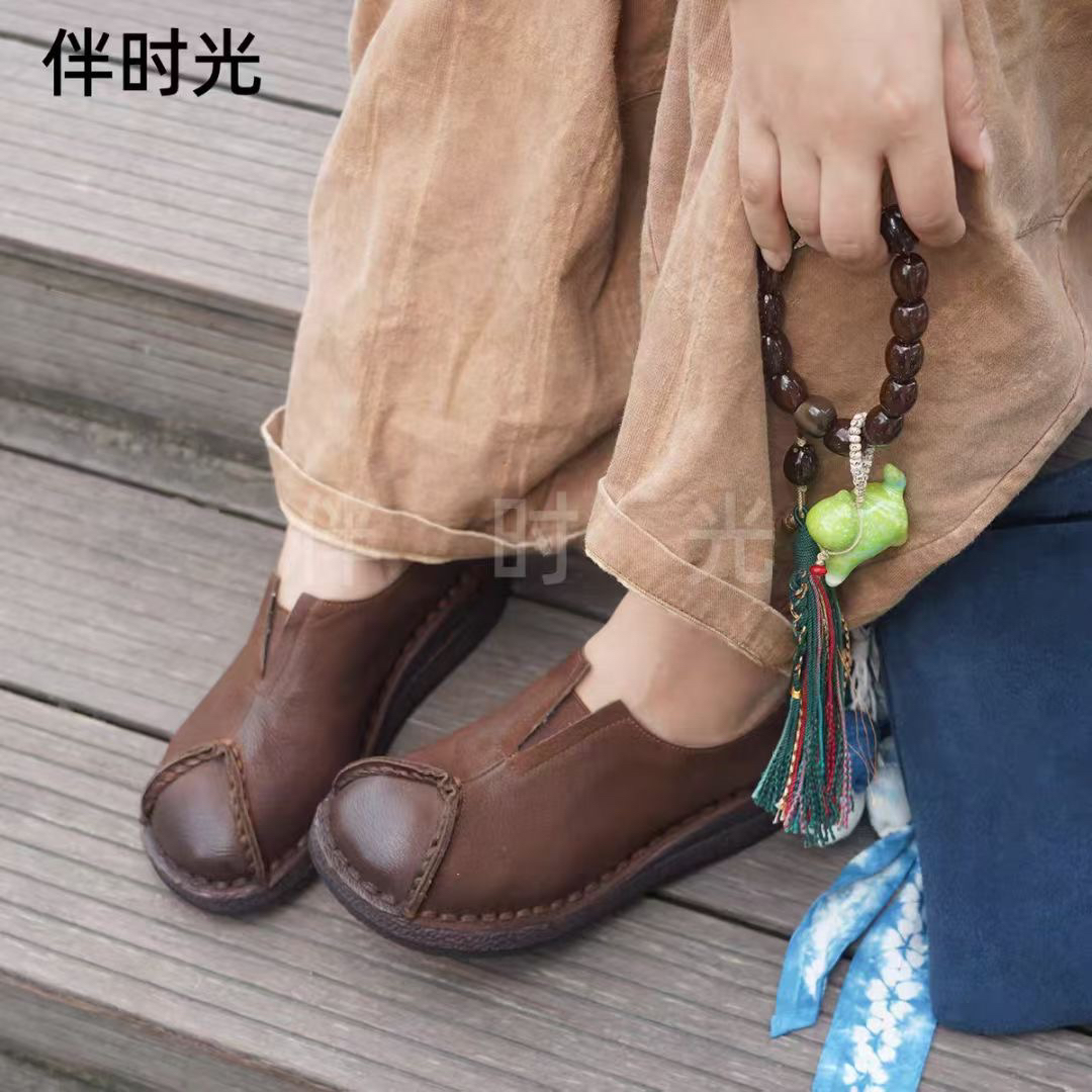 原创手工复古鞋魅力脚步厚底坡跟