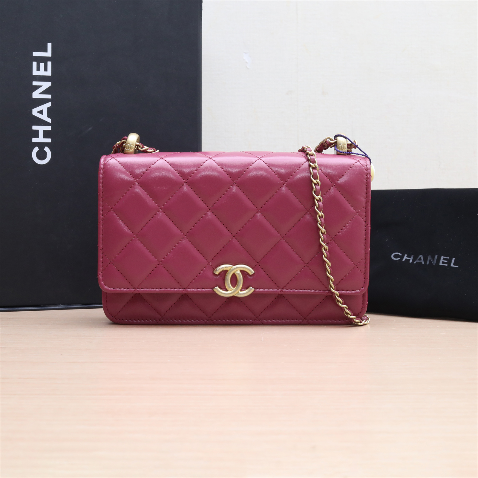 95新 Chanel/香奈儿 活动黑黑 21A CF 吸扣WOC 芯片开 金扣623006