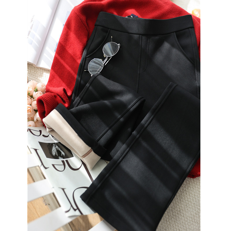 秒变筷子腿！马蹄微喇小黑裤 巨显瘦四面弹加绒加厚黑色裤子女冬