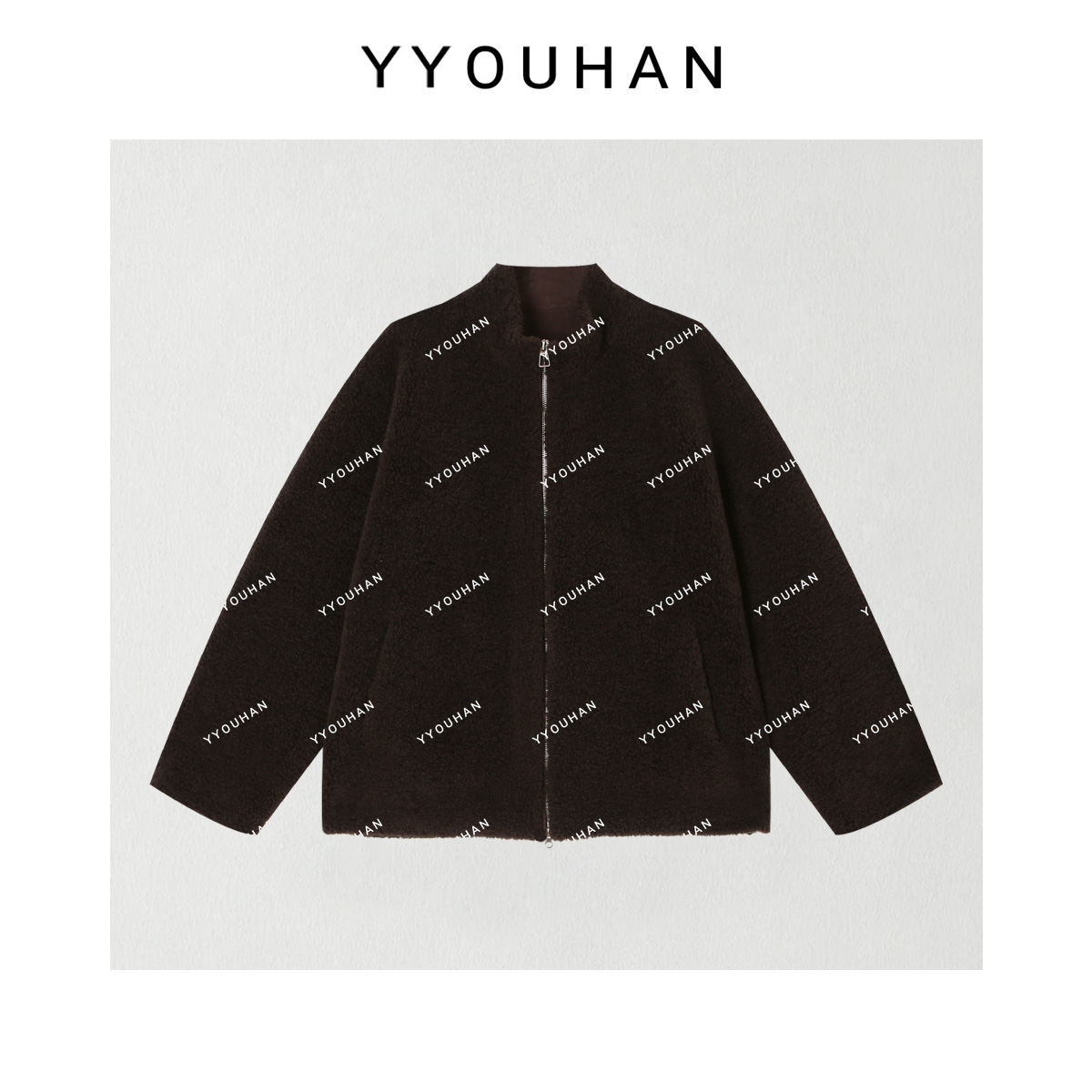 月月 2025秋冬新款小众设计极简显瘦百搭立领毛绒外套 2510C6730