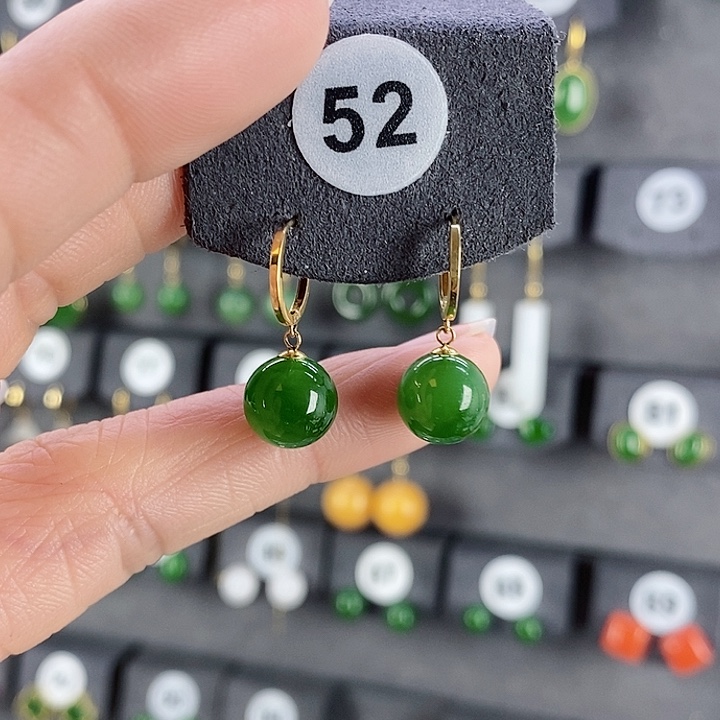 和田玉耳饰18K金镶嵌搁***忆